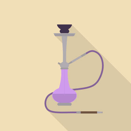 Hookah. Vector flat illustration isolated on golden background with long shadow.