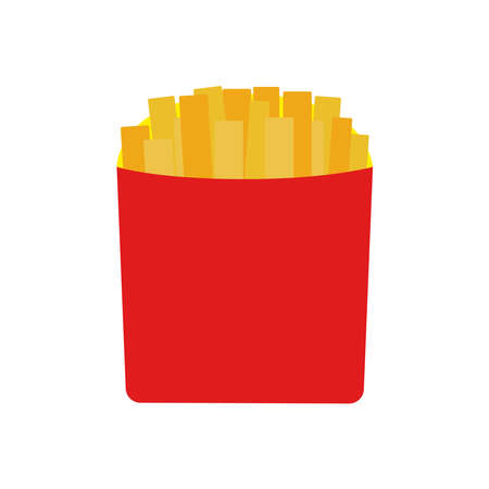 French fries in paper box. Isolated on white background. Vector illustration.