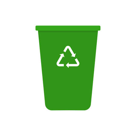 Recycle bin with recycling symbol logo. Isolated on white background. Vector illustration.のイラスト素材