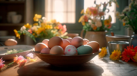 Close-Up of Easter Eggs with Stunningly Detailed Floral Patterns. Generative AI illustratorの素材