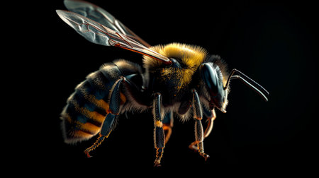 A stunning bumblebee is flying, isolated on transparent background, macro, incredible pollinator. Generative AI illustratorの素材