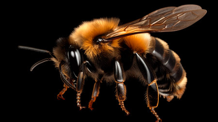 A stunning bumblebee is flying, isolated on transparent background, macro, incredible pollinator. Generative AI illustratorの素材