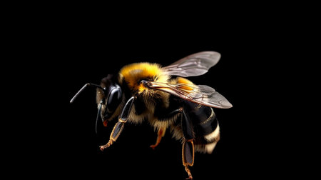 A stunning bumblebee is flying, isolated on transparent background, macro, incredible pollinator. Generative AI illustratorの素材