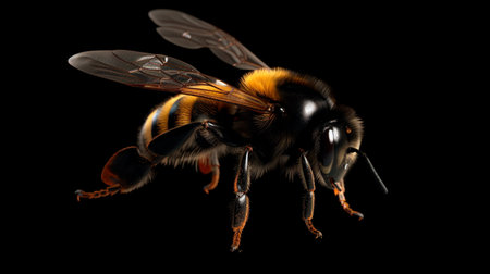 A stunning bumblebee is flying, isolated on transparent background, macro, incredible pollinator. Generative AI illustratorの素材