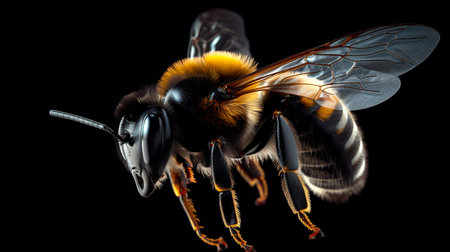 A stunning bumblebee is flying, isolated on transparent background, macro, incredible pollinator. Generative AI illustratorの素材