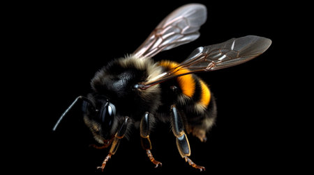 A stunning bumblebee is flying, isolated on transparent background, macro, incredible pollinator. Generative AI illustratorの素材