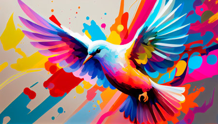 Abstract art. Colorful painting art of a dove. Holy Spirit concept. Christian illustration. Generative AIの素材