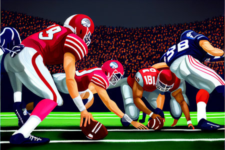 American football players in a super bowl game, generative aiの素材