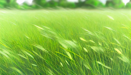 Artwork of grassy summer field. Generative Ai technologyの素材