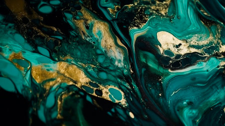 Beautiful abstract fluid art background texture. ink and gold mixed texture. Generative AI illustratorの素材