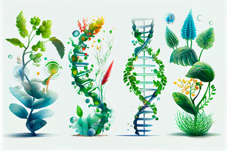 DNA from plants. Generative AIの素材