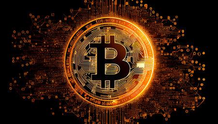 Bitcoin blockchain cryptocurrency digital money exchange Technology symbol. Generative AIの素材