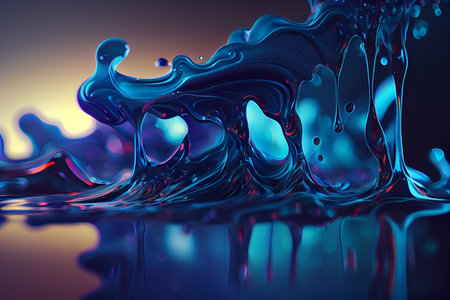 Blue abstract liquid wave background, flowing liquid, Generative AIの素材