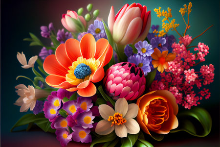 Bouquet of flowers. Generative AI.の素材
