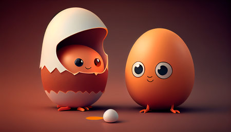 Cute Egg Character. Generative AIの素材