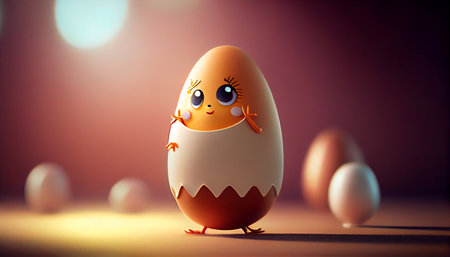 Cute Egg Character. Generative AIの素材