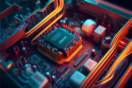 Abstract circuit cyberspace design created with Generative Ai technologyの素材