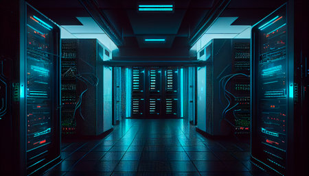 Imagery  servers data center room with computers and storage systems . Generative AIの素材