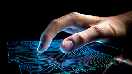 Digital fingerprint. Generative AI illustratorの素材