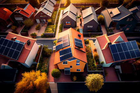 The area of houses with electrical panels on the covers. Generative AI.の素材