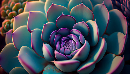 Echeveria close-up abstract natural background. 3d illustration. Generative AI illustrationの素材