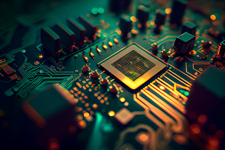 Abstract circuit cyberspace design created with Generative Ai technologyの素材