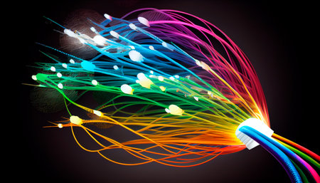 Fiber optic cable internet connection . Generative AI Illustrationの素材