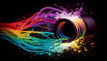 Fiber optic cable internet connection . Generative AI Illustrationの素材