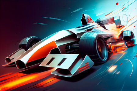 Futuristic racing formula at fast ride to finish. Generative AIの素材