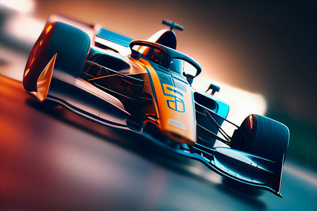 Futuristic racing formula at fast ride to finish. Generative AIの素材