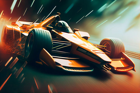 Futuristic racing formula at fast ride to finish. Generative AIの素材