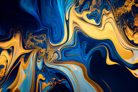 Gold and blue marbling abstract background. Generative aiの素材