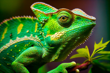 Green chameleon in the forest. Generative AIの素材