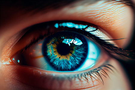 Human blue eye close up. Generative AIの素材