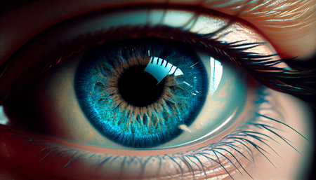 Human blue eye realistic beautiful closeup zoom. Generative AIの素材