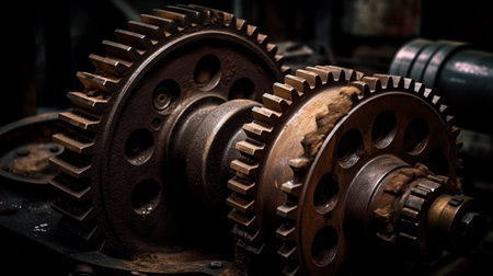 Industrial mechanic gear wheel. Generative AI illustratorの素材