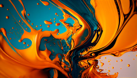 Ink, paint, abstraction. close-up image. Colorful abstract painting background. Gold. Oil paint with a high textured texture. Generative Ai technologyの素材