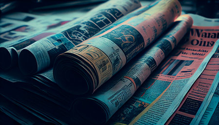 Newspaper Texture Background, Retro Print Abstract. Generative AIの素材