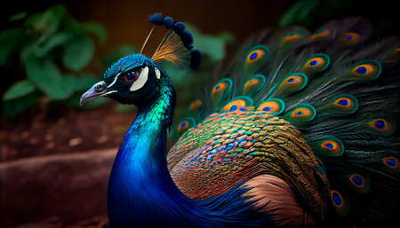 Peacock with rainbow colors. Generative AIの素材