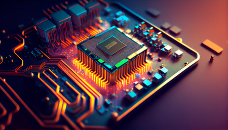Abstract circuit cyberspace design created with Generative Ai technologyの素材