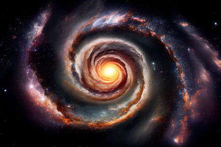 Spiral galaxy in space. Universe, stars and planets, Astronomy . Generative AIの素材