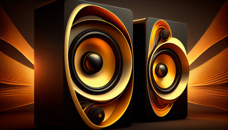 3d stand music,speaker, background. Generative AIの素材