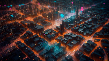3d city map with 3d pointers location, gps, transport concept. Generative AI technologyの素材