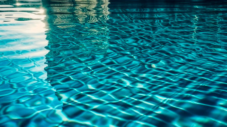 Bright Sunlight Reflections on Blue Water Surface in Swimming Pool Background. Generative AI illustratorの素材