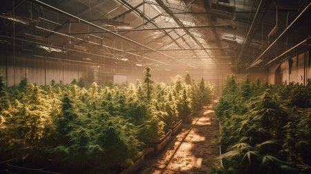 Cannabis cultivation farm industry. Generative AI illustratorの素材