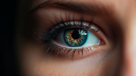Close up detail beautiful female eye macro, fashion naturel makeup. Generative AI illustratorの素材