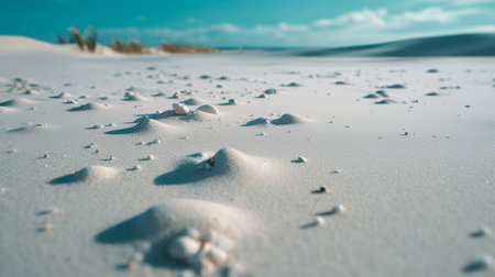 Closeup of white sand at beach - minimalist. Generative AI Technologyの素材