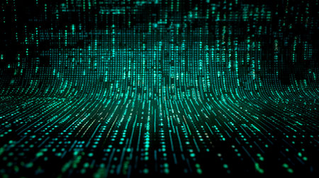 Data from a digital stream or binary code on a matrix background, with vector digits from virtual security technology. sometimes known as binary code or green numbers. Generative AI illustratorの素材