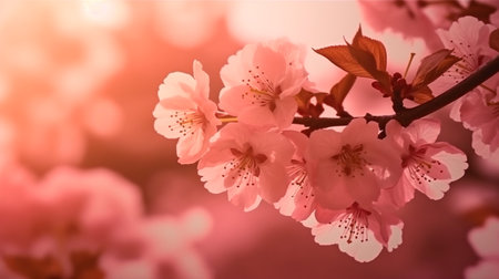 Floral flower spring abstract background of cherry blossom flower in spring season in Japan. Generative AI Technologyの素材