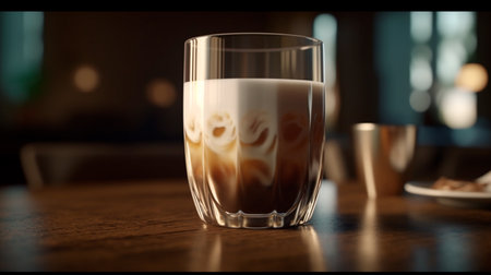 Glass of coffee with milk. Generative AI illustratorの素材